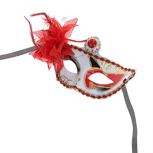 Венецианская маска с красным цветком 